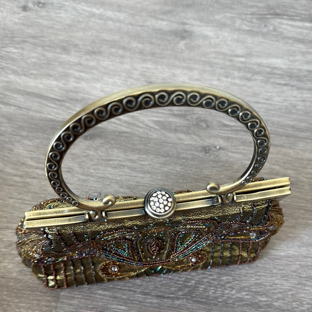 Beaded Handbag with Gold and Brown Accents - Picture 6 of 16